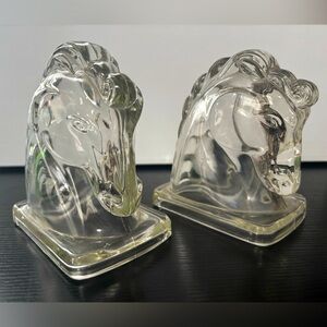1930s Art Deco Horse Glass Bookends (Pair)
